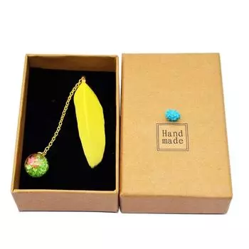 1 Pcs Boxed Cute Feather Glass Ball Pendant Bookmarks Colorful Books School Stationery Items Office Supplies
