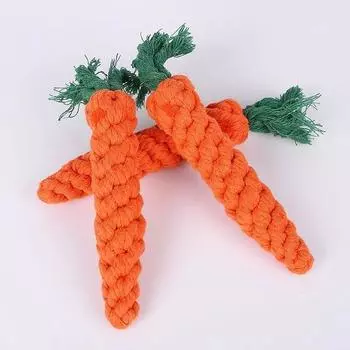 1 Pcs Carrot Shaped Knot Ropes Pet Dog Toys Chew Cat Toy Safe Toys for Small Dogs Molar Biting Playing Products Dog Accessories оранжевый