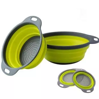 1 Pcs Collapsible Silicone Colander Fruit Vegetable Strainer JM08 ADM