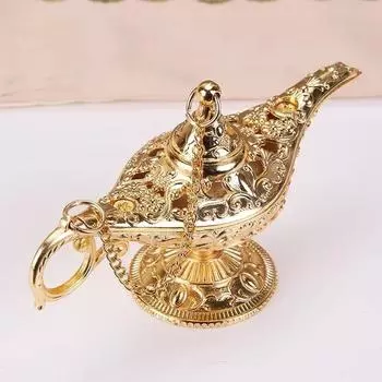 1 Pcs Fashion Luxury Design Mini Metal Ancient Magic Lamp Pretty Art Crafts Wishing Light Ornaments Suit Give Friend Gifts A