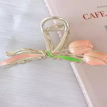 1 Pcs Fshion Cute Pink Tulip Gift Knot Hair Claws For Women Girls Party Hair Accessories