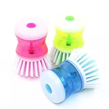 1 Pcs High Quality Plastic Kitchen Washing Utensils Pot Dish Brush with Washing Up Liquid Soap Dispenser Color Random color random