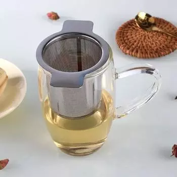 1 Pcs Hot Selling Stainless Steel Tea Strainer Mesh Double Ear Tea Strainer Coffee Strainer with Handle Mesh Strainer серебряный