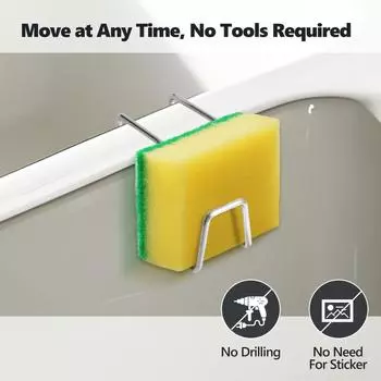 1 Pcs Kitchen Stainless Steel Sink Shelf Sponges Storage Holder Drainer Drying Rack Wall Hooks Storage Organizer Accessories 1 pcs