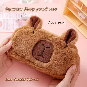 1 шт. Большая вместимость Capybara Pencil Bag Эстетичный Kawaii Канцелярский мешок Детский пенал для ручек Школьные принадлежности Сумка для хранения хаки