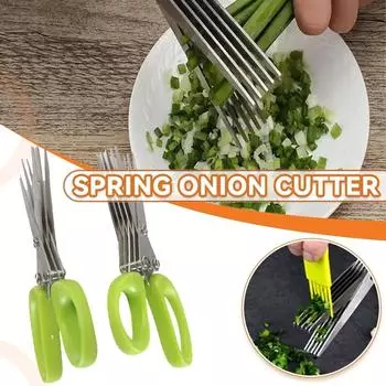 1 PCS Multi-functional Stainless Steel 3/5 Layer Kitchen Scissors Pepper Shredded Chopped Scallion Cutter Laver Cut Cooking Tool three layers