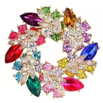 1 Pcs New Fashion Women Imitation Pearl Butterfly Brooch Rhinestone Wreath Leaf Brooch Pins Trend Elegant Party Wedding Jewely mutliColor