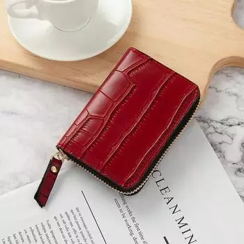 1 Pcs New Hot Top Seller Fashion Small Wallets Women Summer Travel Luxury Card Holder with Multifunction Crocodile Wallet малиновый