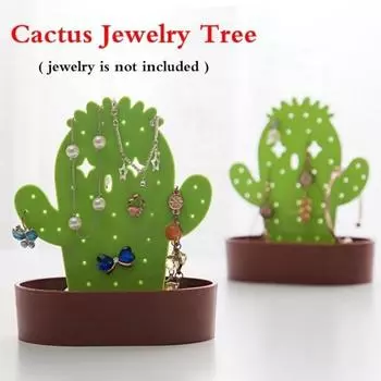 1 Pcs Plastic Cactus Shape Earrings Rings Holder Hangers Bracelet Jewelry Organizer Display Stand Storage Rack for Girls Women