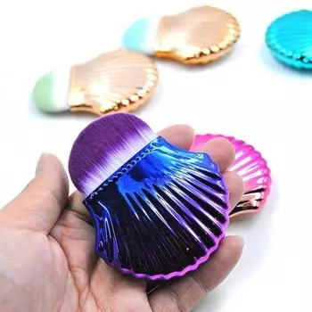 1 Pcs Set 3D Mermaid Makeup Brush Rainbow Shell Single Makeup Brush Foundation Contour Brush Fish Brush Random Color
