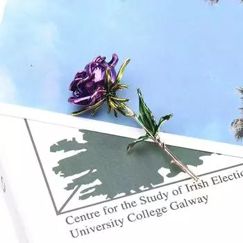 1 Pcs Wedding Brooch Jewelry Gift Scarf Pin Women Enamel Rose Flower 7.2*3.6cm фиолетовый