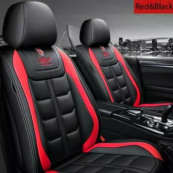 1 переднее сиденье, чехол для автомобильного сиденья, кожаный интерьер, автомобильные чехлы на сиденья, коврики, универсальный чехол для сиденья, защитная накладка, автоаксессуары One Seat чёрный/красный