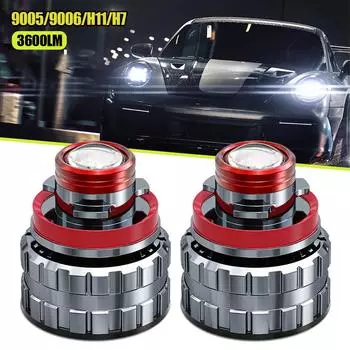 1 Piar Car H7 H11 H8 H9 9005 HB3 9006 выпуклая линза светодиодная противотуманная фара светодиодная противотуманная фара линза 6000K высокая яркость белый 3600LM противотуманная фара для DC12V #469267 9005/9006 белый