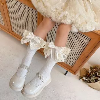 1 Piar модные милые крутые носки до колена для девочек яркие цвета с бантом стильные гольфы для малышей детская одежда жёлтый