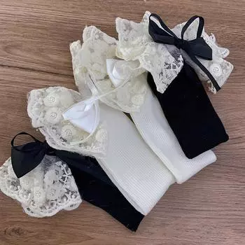 1 Piar модные милые крутые носки до колена для девочек яркие цвета с бантом стильные гольфы для малышей детская одежда жёлтый