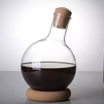 1 Piece 1000ml/2000ml Creative Brief Elegant Clear Glass Wine Decanter Bottle with Cork and Soft Base Household Table Decor 1L