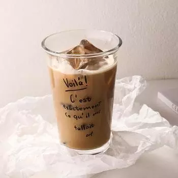 1 Piece 360ml 12oz Wide Mouth Glass Milk Cup With Happy Voila Design Glasses Drinkware For Coffee Milk Tumbler Cup 301-400ml чистый