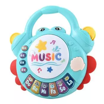 1 Piece Animal Sound Flashing Light Baby Instrument Educational Toys Kid Cartoon Crab Piano Keyboard Game Electronic Toy Gift синий