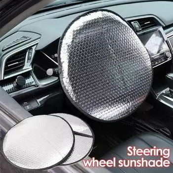 1 Piece Car Steering Wheel Cover Silver Thickened Sun Protection Foldable Anti-Uv Car Supplies Car Steering Wheel Sun Shade one size
