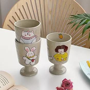 1 Piece Ceramic Goblet Mug Champagne Red Wine Cup Coffee Mug