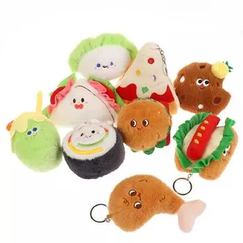 1 Piece Chicken Leg French Fries Cute Bag Pendant Hamburger Plush Doll Keychain Schoolbag Accessories Stuffed Toys