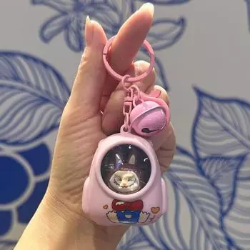 1 Piece Cute Cartoon Space Capsule Labubu Keyring Schoolbag Pendant Creative Labubu Luminous Keychain Trinket Friend Gift