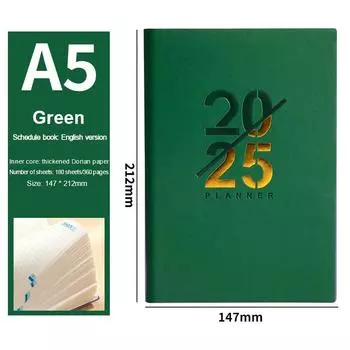 1 Piece Daily Planner Office Supplies A5 2025 Planner Daily Diary Log Book Work Schedule Year Calendar Notebook