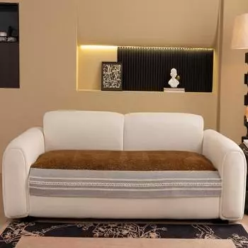 1-Piece Geometric Chenille Non-Slip Sofa Cover - All Season Sofa Protector Pad for Living Room, Furniture Slipcover 70x70cm коричневый