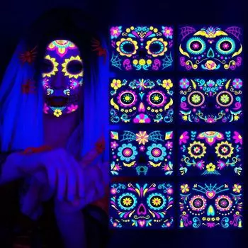 1 Piece Halloween Fun Disposable Facial Tattoo Sticker Creative Non Toxic Temporary Makeup Sticker