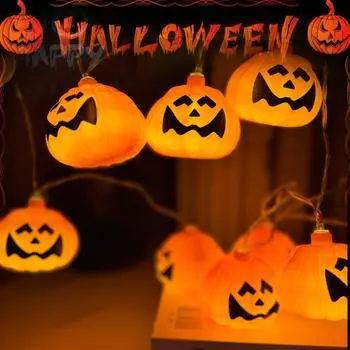 1 Piece Halloween String Lights 1.5m/59inch Ghost Face Pumpkin Solar String Lights Can Be Hung on The Yard Party Lawn 59inch жёлтый