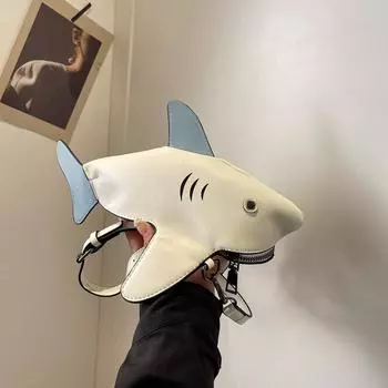 1 шт. Женская контрастная цветная сумка с изображением акулы, модная сумка в форме животного для мобильного телефона, портмоне, сумка через плечо