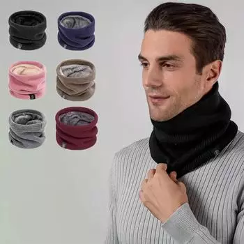 1 Piece Men s and Women s Thickened Knitted Neck Cover to Keep Warm and Cold in Autumn and Winter чёрный
