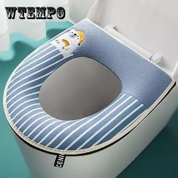 1-Piece Молния Сиденье для унитаза Four Seasons Универсальный плюшевый утолщенный водонепроницаемый ремень Портативный симпатичный чехол для вышивки 1pc красный