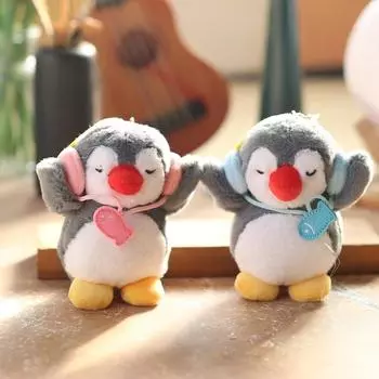 1 Piece New Earphone Penguin Plush Keychain Cute Plushie Doll Anime Kawaii Toys For Children Pendant Woman Girl Birthday Gift синий