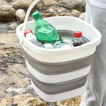 1 складное ведро объемом 10 л, подходит для кемпинга, рыбалки и пляжного отдыха, портативное, с большой вместимостью и удобным хранением