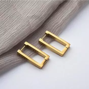 1 шт. 2024 Новый модный подарок в виде ювелирных украшений, женские геометрические серьги из нержавеющей стали, прямоугольные металлические серьги-кольца белый