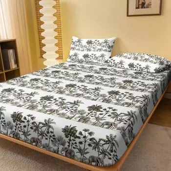 1 Piece Of Banana And Elephant Patterned Frosted Bedsheet, Bedroom Printed Bedspread, Bedding (Excluding Pillowcases) 71x132cm