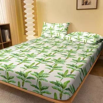 1 Piece Of Banana Leaf Patterned Frosted Bedsheet, Bedroom Printed Bedspread, Bedding (Excluding Pillowcases) 71x132cm