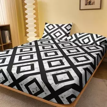 1 Piece Of Black And White Back Patterned Frosted Bedsheet, Bedroom Printed Bedspread, Bedding (Excluding Pillowcases) 71x132cm