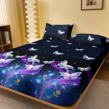 1 Piece Of Butterfly Psychedelic Patterned Frosted Bedsheet, Bedroom Printed Bedspread, Bedding (Excluding Pillowcases) 71x132cm