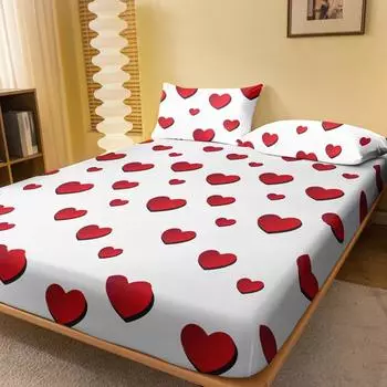 1 Piece Of Love Surging White Patterned Matte Bedsheet, Bedroom Printed Bedspread, Bedding (Excluding Pillowcases) 71x132cm
