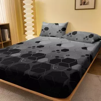 1 Piece Of Stacked Hexagonal Pattern Frosted Bedsheet, Bedroom Printed Bedspread, Bedding (Excluding Pillowcases) 71x132cm