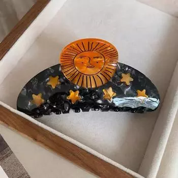1 piece of Unique Acetate unique sun, moon, and star hair claws - vintage style acetate hair accessory