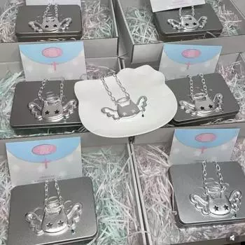 1 Piece Personality Super Big Choker Clavicle Chain Angel Cat Pendant Necklace Hip Hop Jewelry Accessories Gifts one size