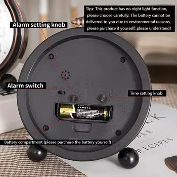 1 piece retro metal base clock, American creative clock; Personalized and minimalist pointer clock; Room and home decoration use