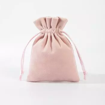 1 шт. бархатная сумка на веревке 9 * 15 см замшевая фланелевая подарочная сумка для хранения косметическая сумка 9x15cm розовый