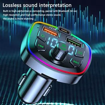 1 ПК Автомобильный MP3-плеер Bluetooth Hands-free FM-передатчик Многофункциональный карт-вставной аппарат PD Быстрая зарядка Автомобильный MP3 чёрный
