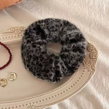 1 плюшевая бархатная резинка для волос в леопардовый принт, резинка для волос в милом и крутом стиле, элегантная резинка для волос и аксессуар для головы Size fits all