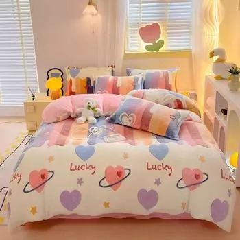 1 пододеяльник с цветочным принтом для зимы, теплый толстый пододеяльник из мягкого флиса, пушистый стеганый чехол 220x240 см Single150x200cm 1pc