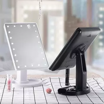 1 полированное косметическое зеркало со светодиодной подсветкой и 22 лампами: питание от аккумулятора, вращение на 360 градусов, портативный дизайн-идеальный косметический подарок